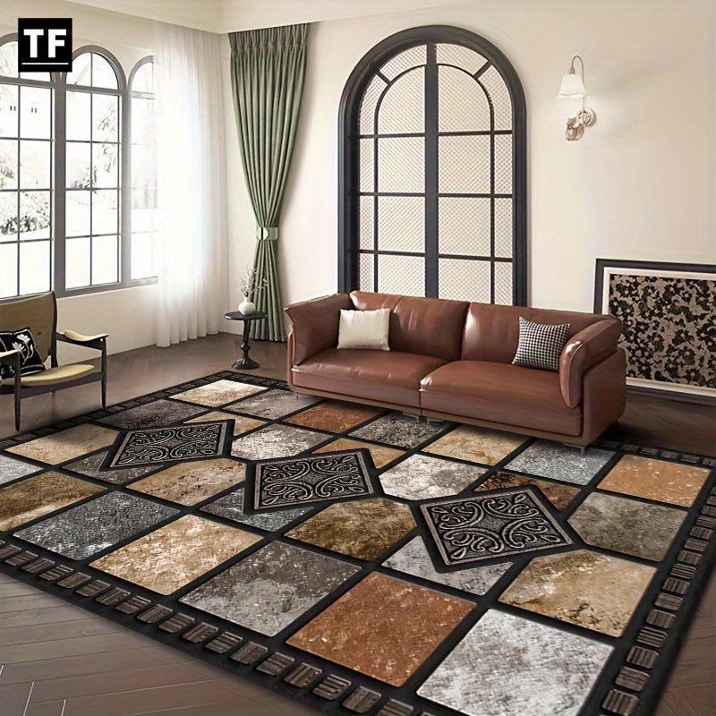 Lux Marble Tile Mat With Rubber Backing For Living Room And Entry Indoor Outdoor