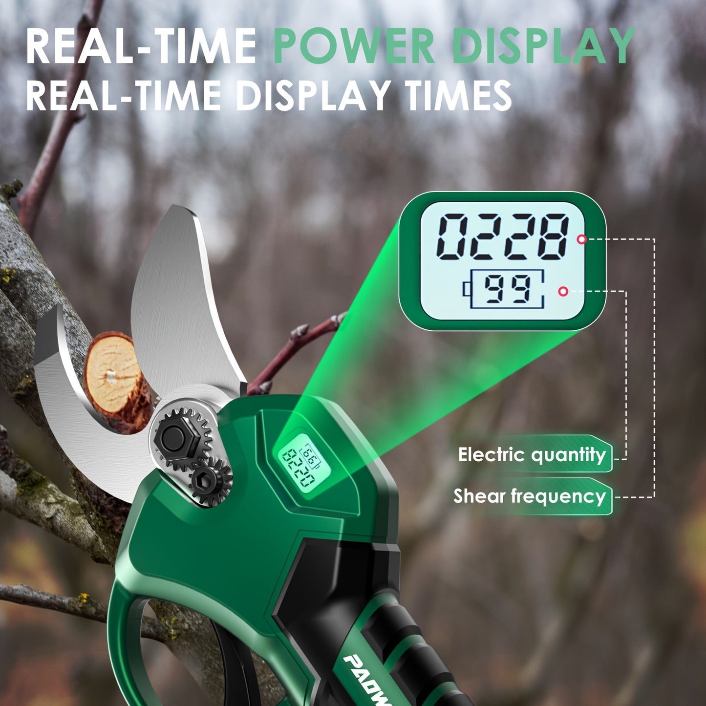 Cordless Electric Pruning Shears With 2 Rechargeable Batteries 41mm Cutting