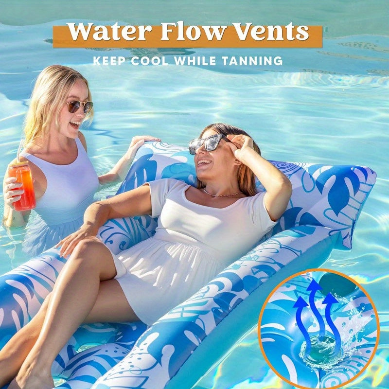 SYNCFUN 2-Pack Inflatable Pool Floats Mat - XL Pool Floaties Adults Size With Headrest, Sun Tanning Raft Lake Beach Swimming Pool Party Balloons Toys Floating Lounge Above Water Keep Cool