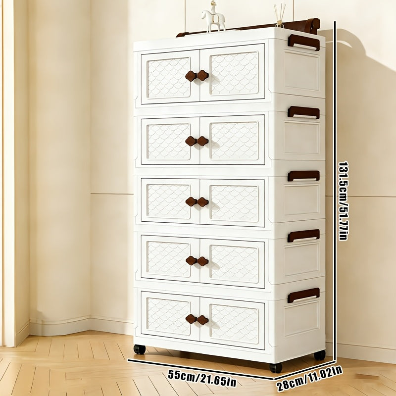 5 Tier Bathroom Folding Storage Cabinet White For Toiletries And Medicines