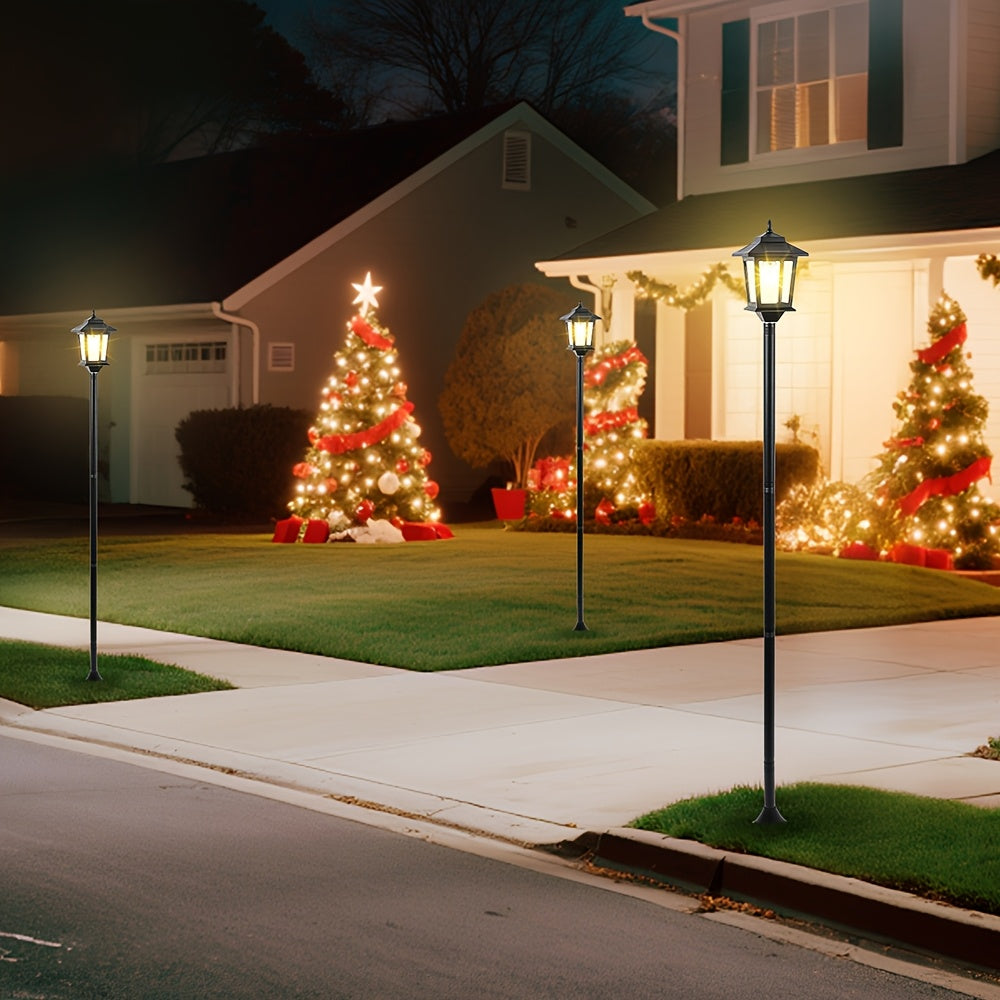 2 Pack Solar Powered Outdoor Lamp Posts Black With Built In Battery For Pathway