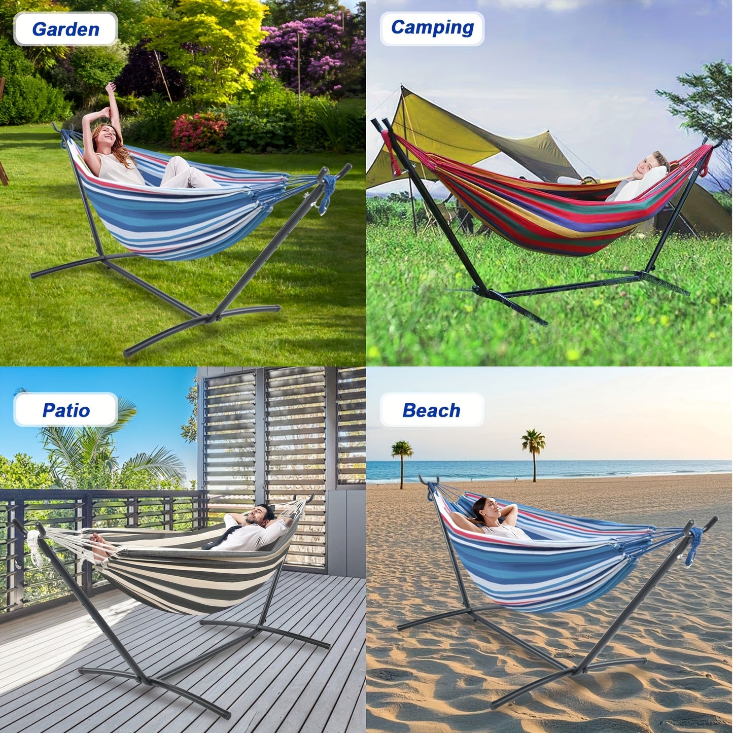 Heavy Duty Adjustable Portable Hammock Stand With 440 Pound Capacity Anti Slip