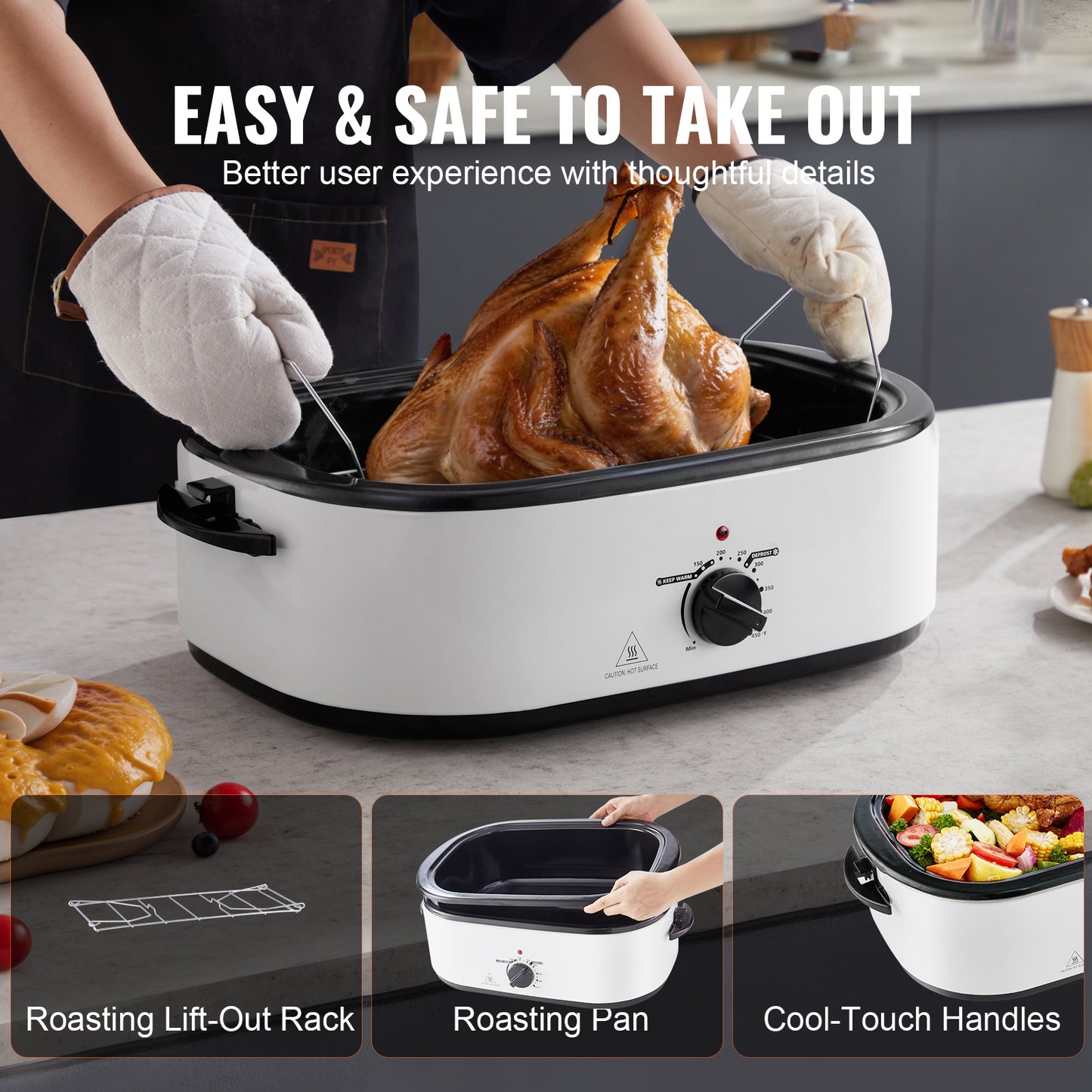 VEVOR Electric Roaster Oven 22 Qt Self Basting Lid 1450W