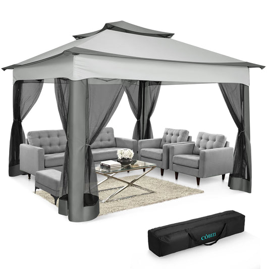 11x11ft Pop Up Gazebo With Mosquito Netting Garden Canopy Tent Carry Bag Patio