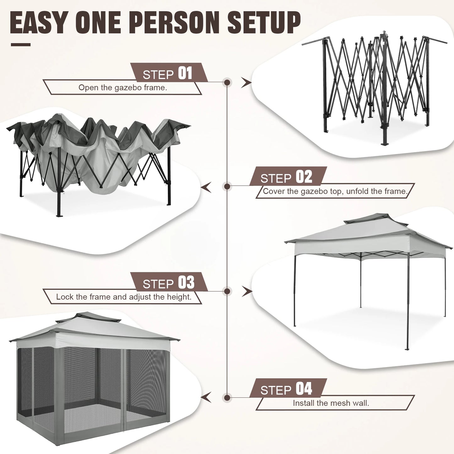 11x11ft Pop Up Gazebo With Mosquito Netting Garden Canopy Tent Carry Bag Patio