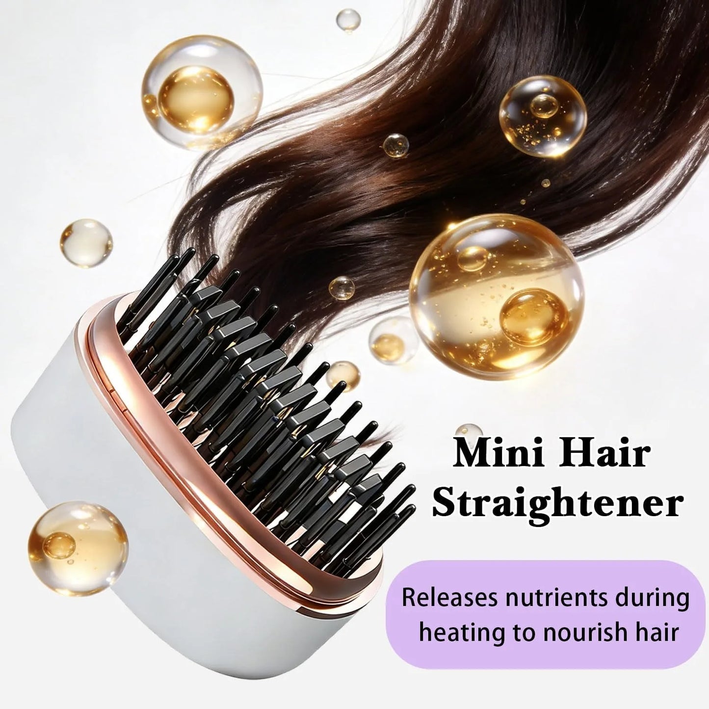Mini Cordless Hair Straightener Brush Rechargeable USB Hot Comb 3 Heat Settings