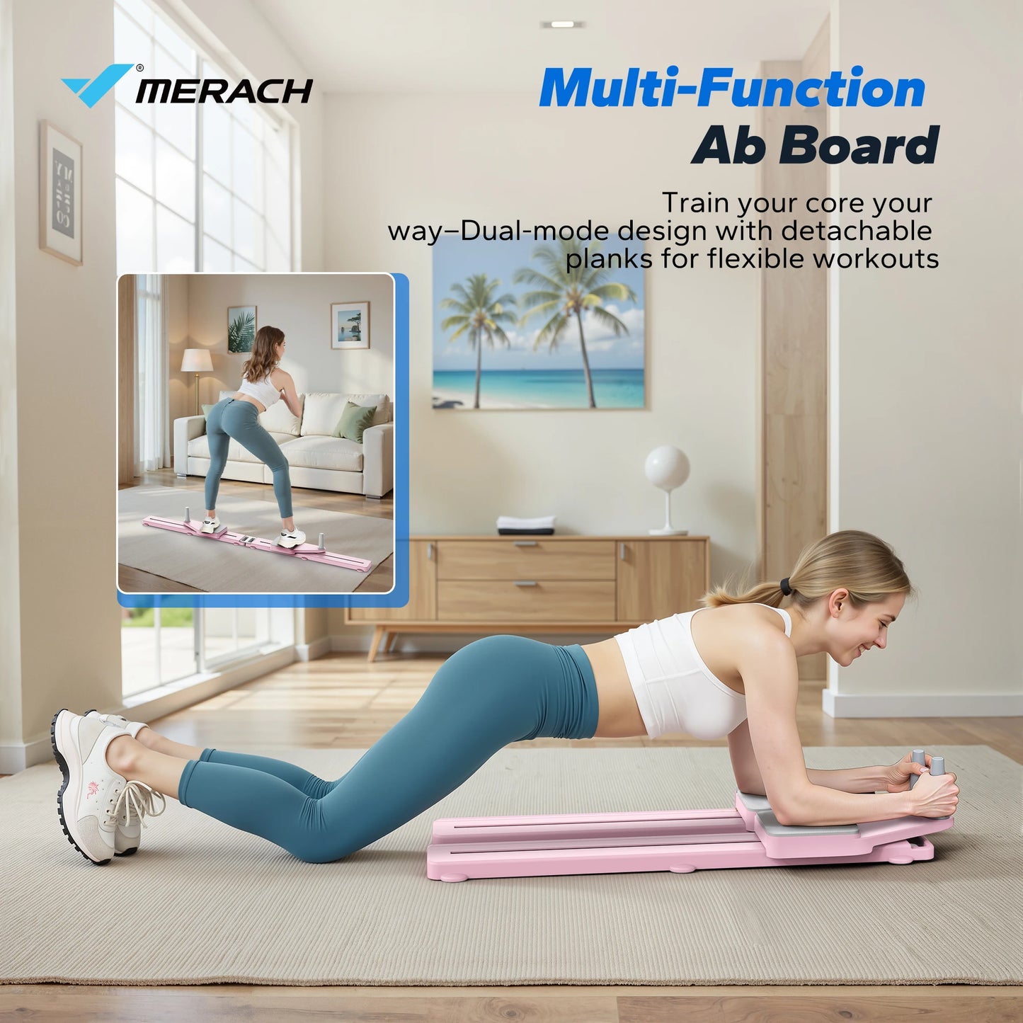 Merach Pilates Board Detachable Abdominal Trainer Anti Slip Portable Reformer