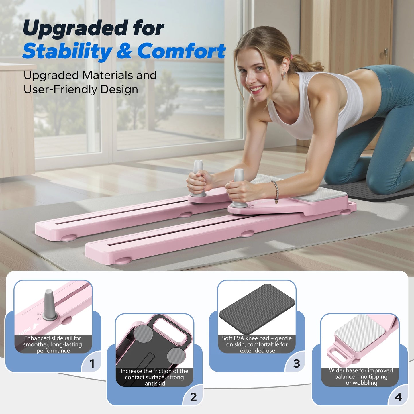 Merach Pilates Board Detachable Abdominal Trainer Anti Slip Portable Reformer