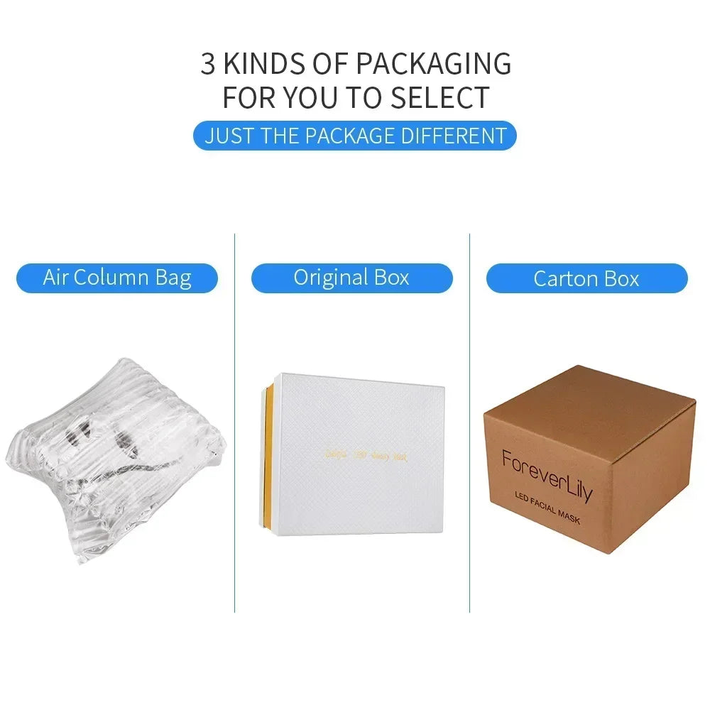 Foreverlily 7 Colors LED Facial Mask for Neck Rejuvenation Anti Acne Whitening