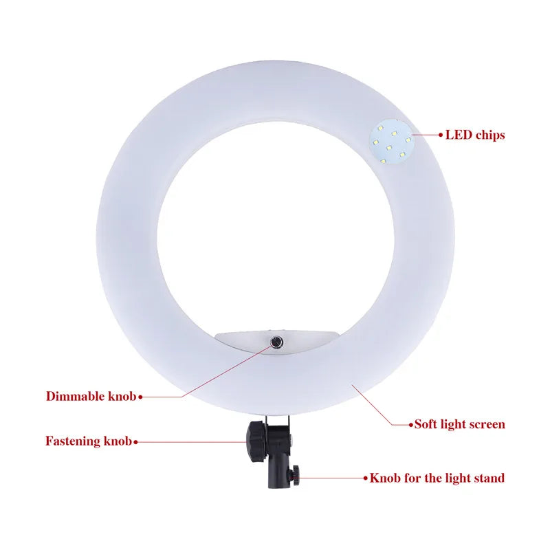 18 Inch LED Ring Light With Tripod 96W Bi Color FE480 Yidoblo For Makeup Vlog