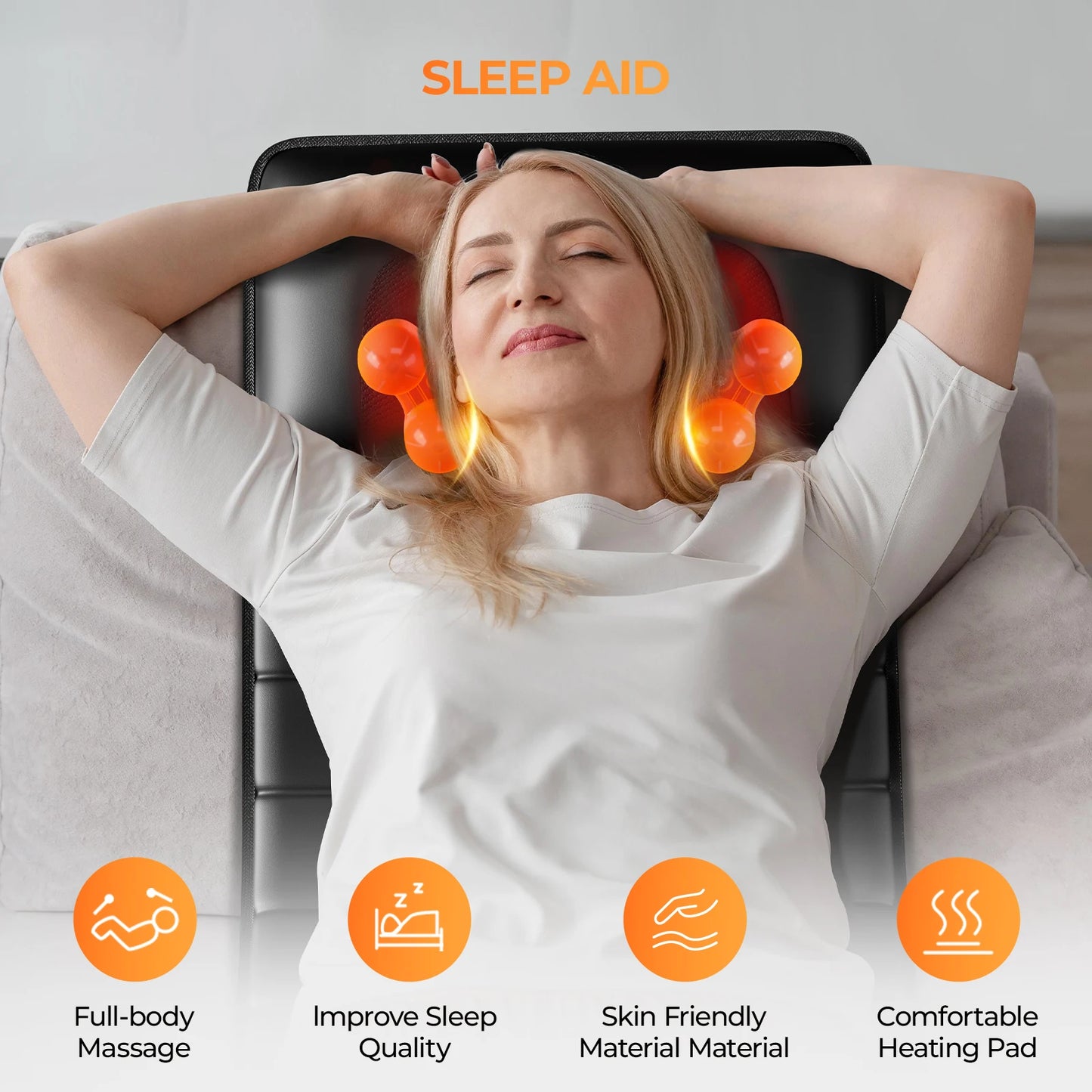 Shiatsu Full Body Massage Mat With Heat Detachable Pad 10 Motors