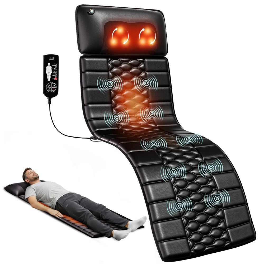 Shiatsu Full Body Massage Mat With Heat Detachable Pad 10 Motors