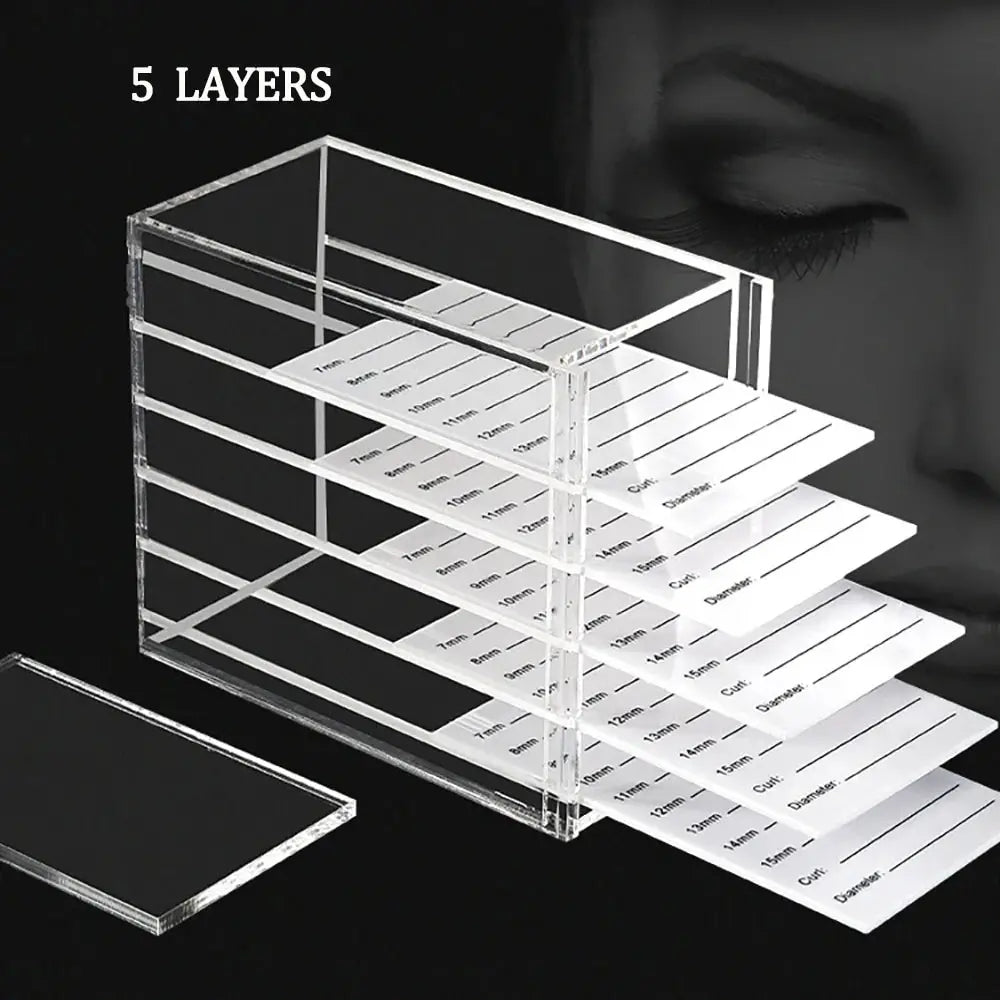 5 Layer Eyelash Extensions Storage Box Acrylic Lash Organizer Display Stand