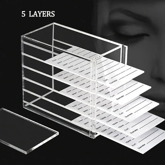 5 Layer Eyelash Extensions Storage Box Acrylic Lash Organizer Display Stand