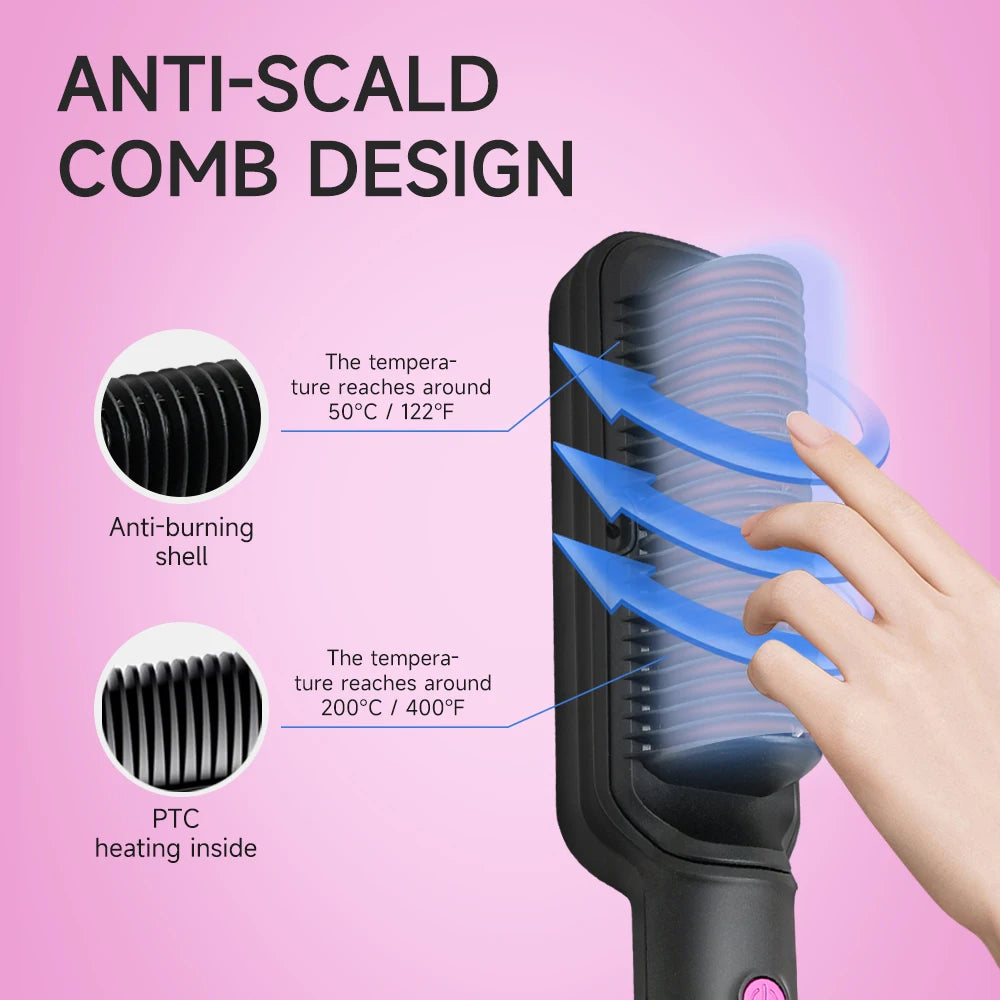 OUDIM Ionic Hair Straightener Brush With Six Temperature Settings For Women