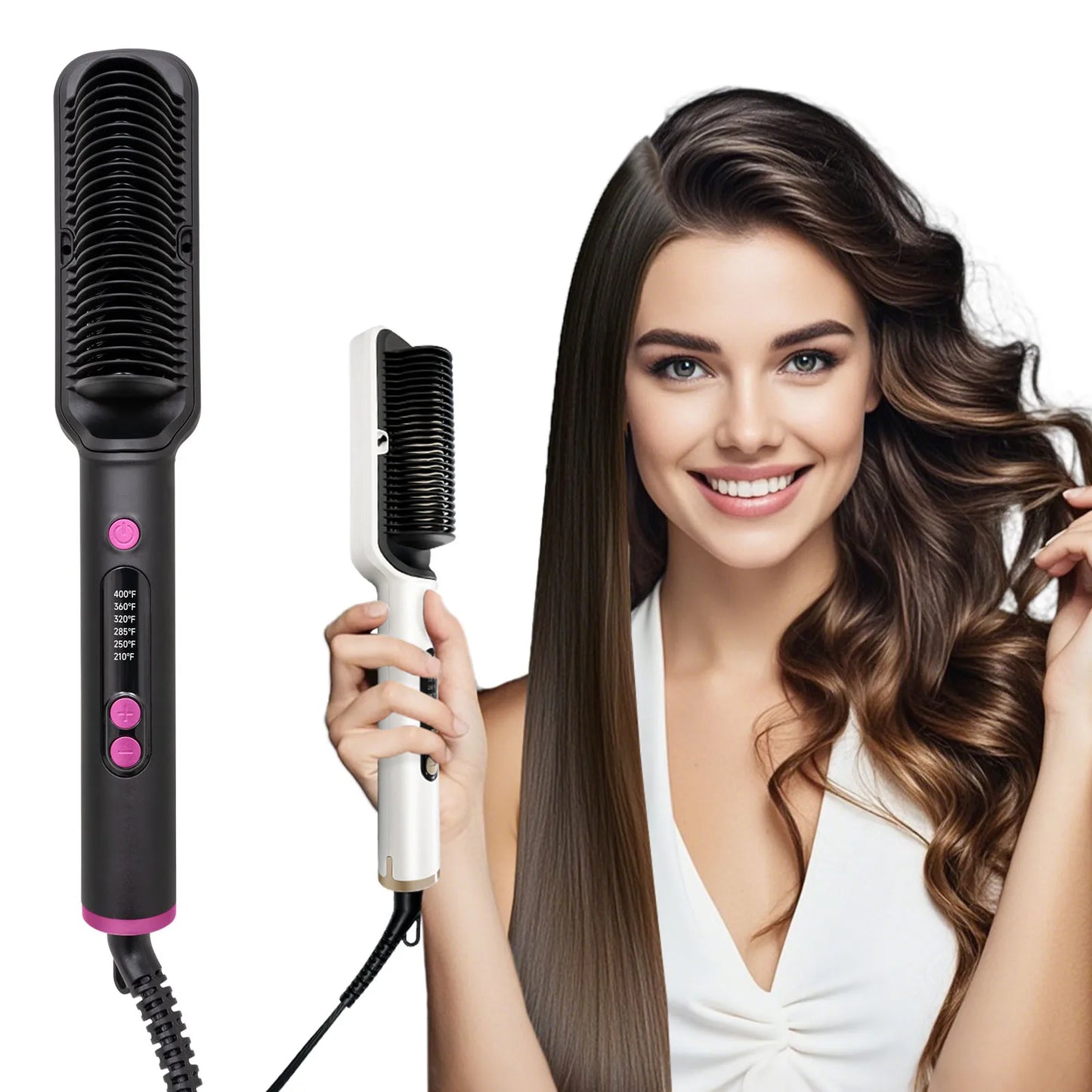 OUDIM Ionic Hair Straightener Brush With Six Temperature Settings For Women