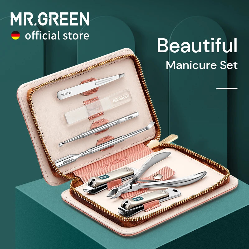 MR GREEN Manicure Set Pedicure Kit Stainless Steel Nail Clippers Tools 7 In 1