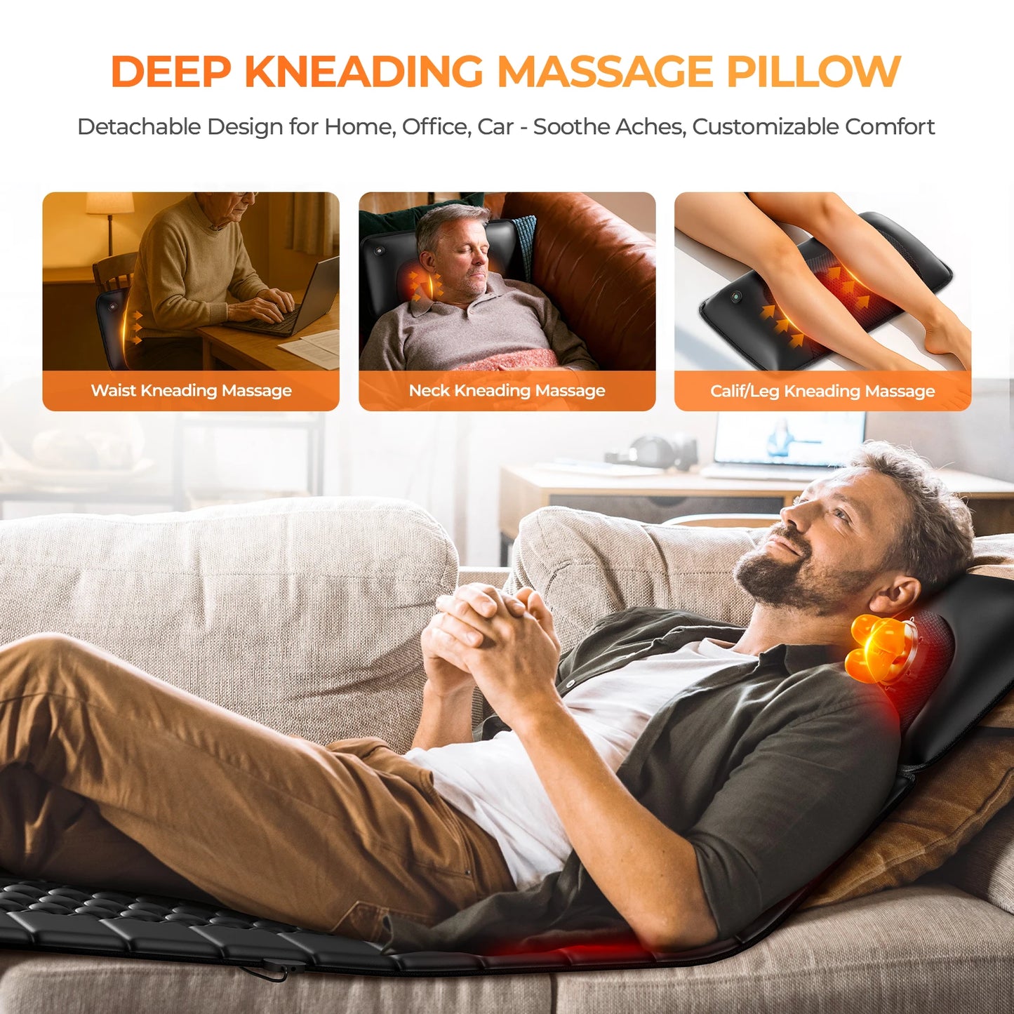 Shiatsu Full Body Massage Mat With Heat Detachable Pad 10 Motors