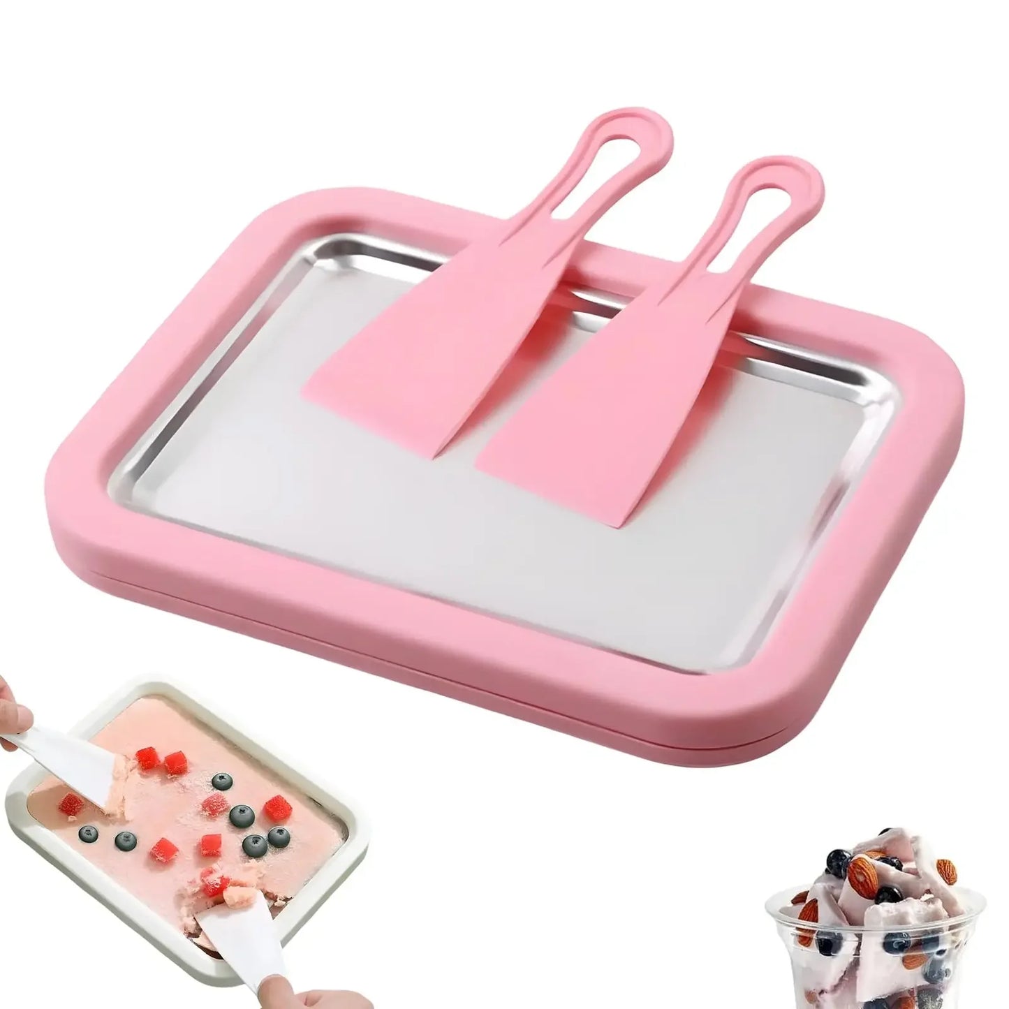 DIY Ice Cream Maker Yogurt Gelato Sorbet Machine With Two Spatulas