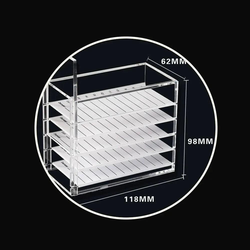 5 Layer Eyelash Extensions Storage Box Acrylic Lash Organizer Display Stand