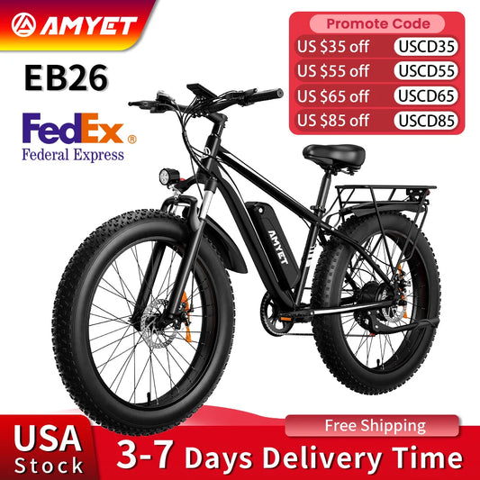 AMYET EB26 Electric Bike 1500W 48V 15Ah Fat Tire Mountain Bike 26 Inch