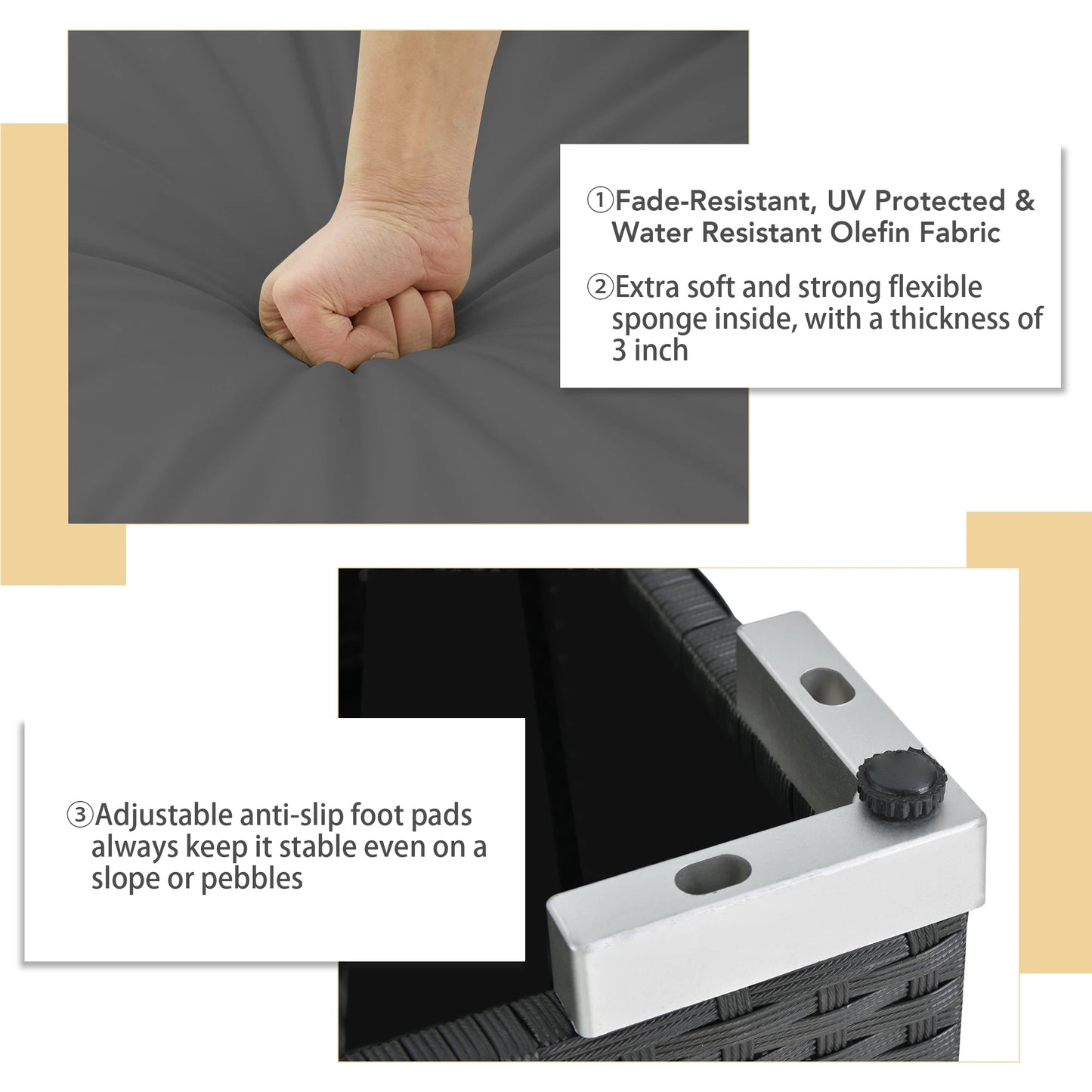 Outdoor NAGA BAHNA Patio Furniture, 8 Piece Outdoor Sectional Sofa PE Rattan Wicker Patio Conversation Sets with Thick Cushions