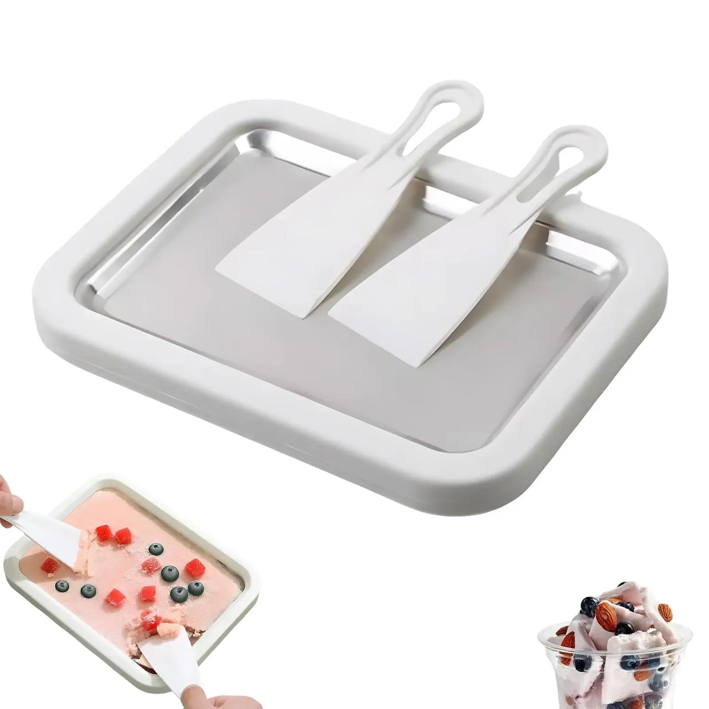 DIY Ice Cream Yogurt Maker Stainless Steel Kitchen Machine With 2 Spatulas
