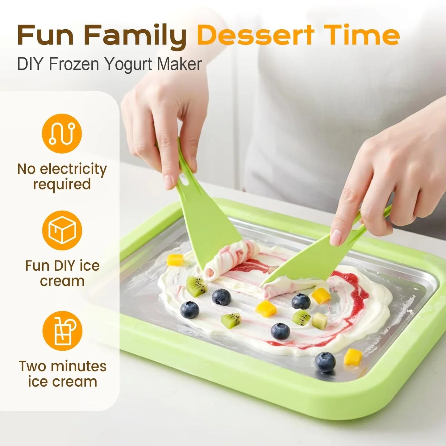 DIY Ice Cream Maker Yogurt Gelato Sorbet Machine With Two Spatulas