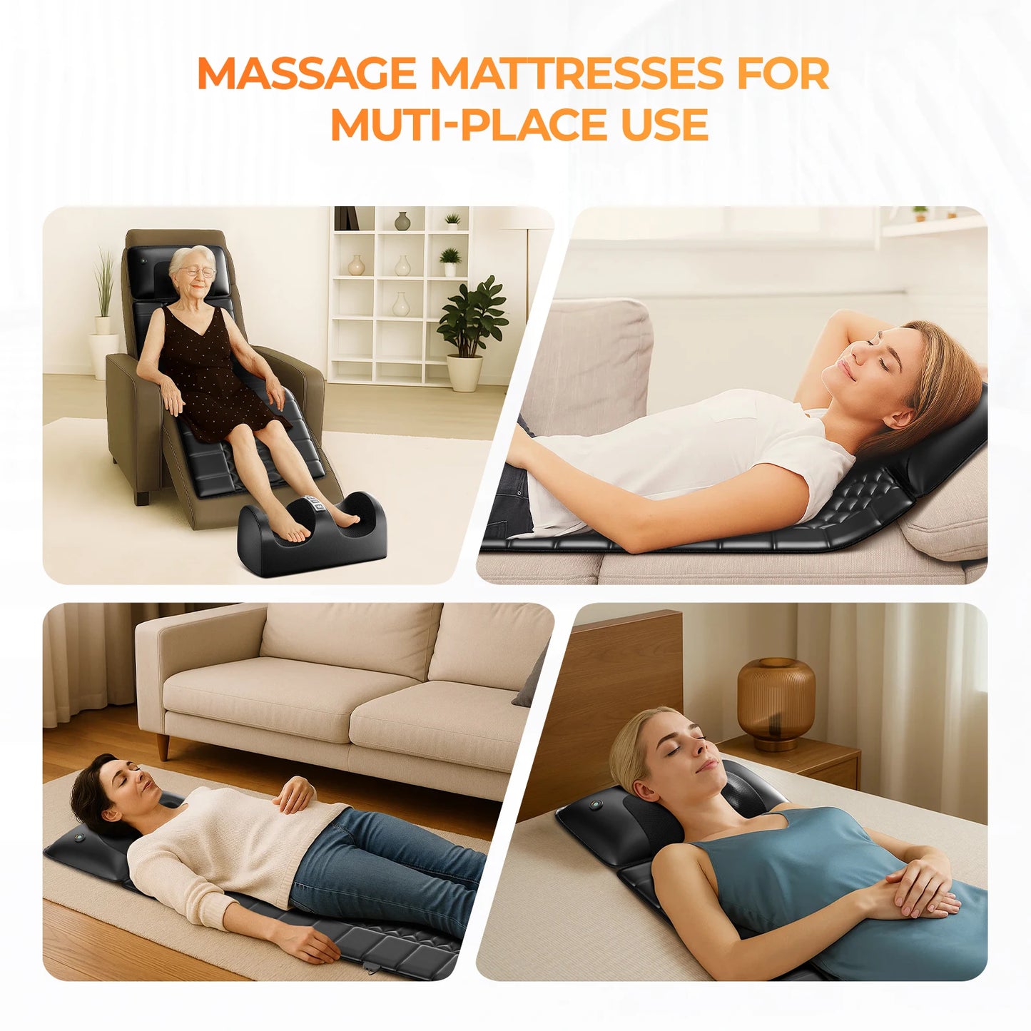 Shiatsu Full Body Massage Mat With Heat Detachable Pad 10 Motors