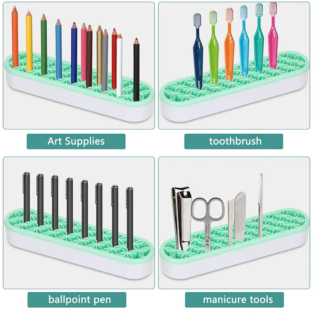 Silicone Nail And Makeup Brush Display Stand Storage Rack Organizer