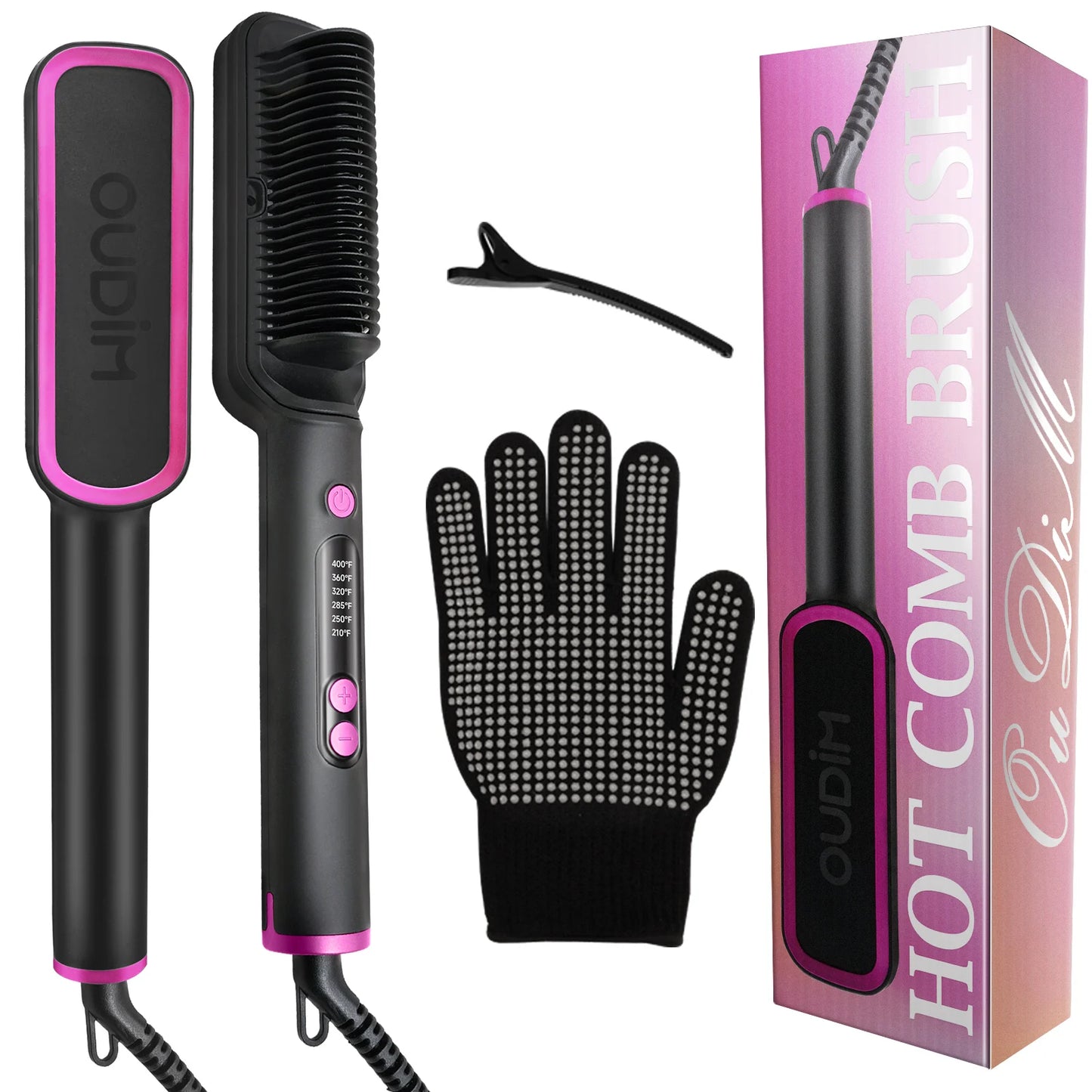 OUDIM Ionic Hair Straightener Brush With Six Temperature Settings For Women