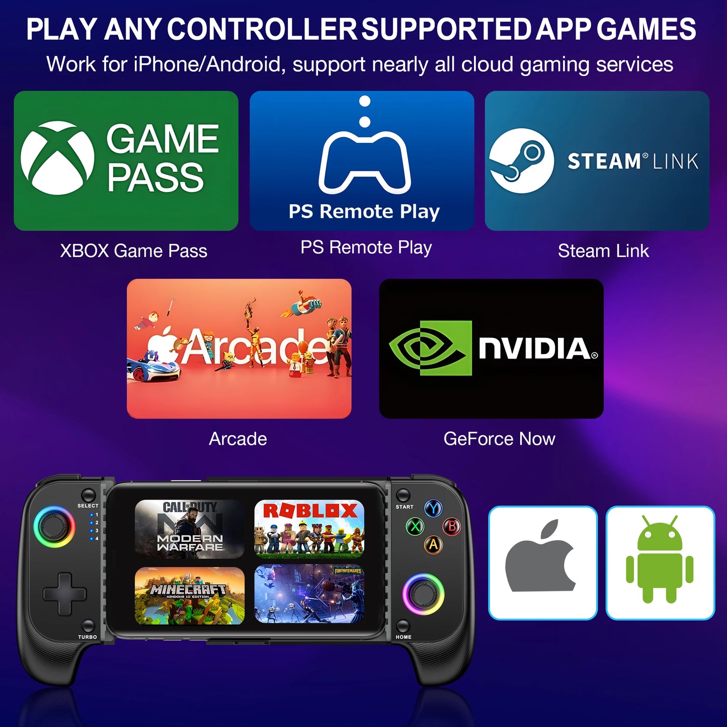 BEBONCOOL MC100 Gamepad Telescopic Bluetooth Joystick Controller For iOS Android Phone