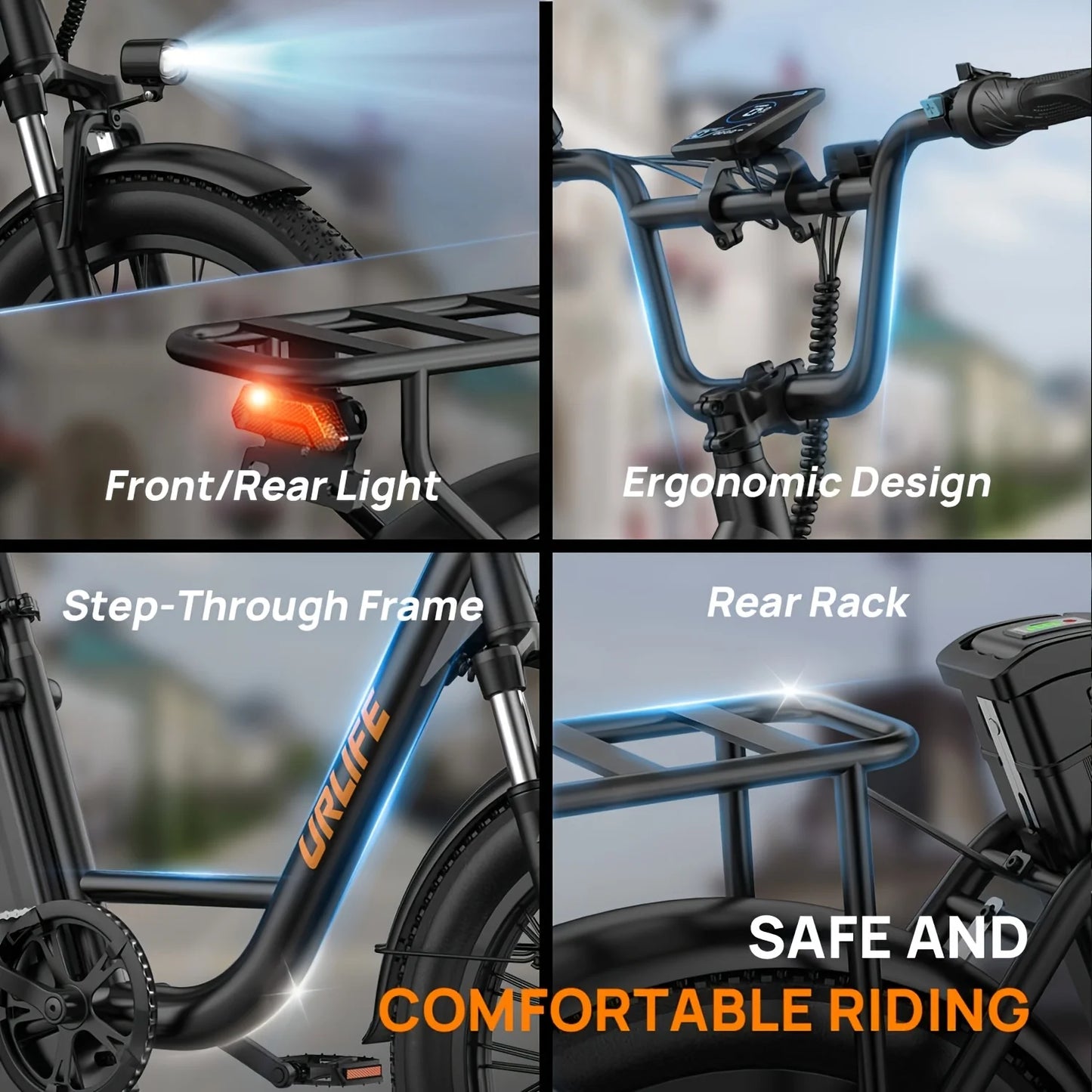 URLIFE 1000W E20 Electric Bike 48V 13Ah Battery 20X3 Fat Tire Dual Disc Brakes