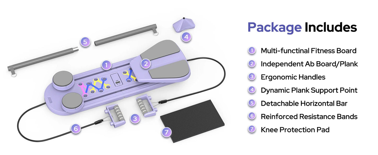 Foldable Pilates Reformer Set 7 In 1 Portable Ab Core Trainer Rayspace Board