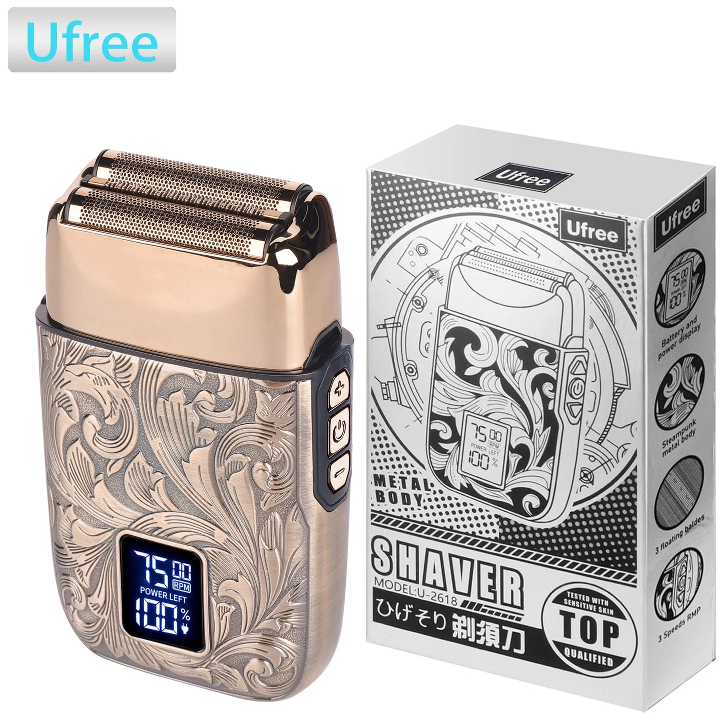 Ufree Close Shaver Electric Foil Razor For Men 3 Speed LCD Display