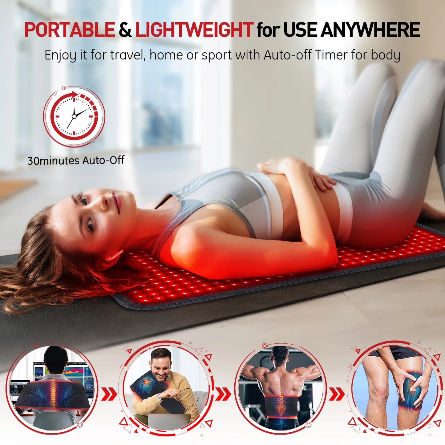 Astarexin Red Light Therapy Heating Pad Infrared Body Pain Relief 11.8x31.5in