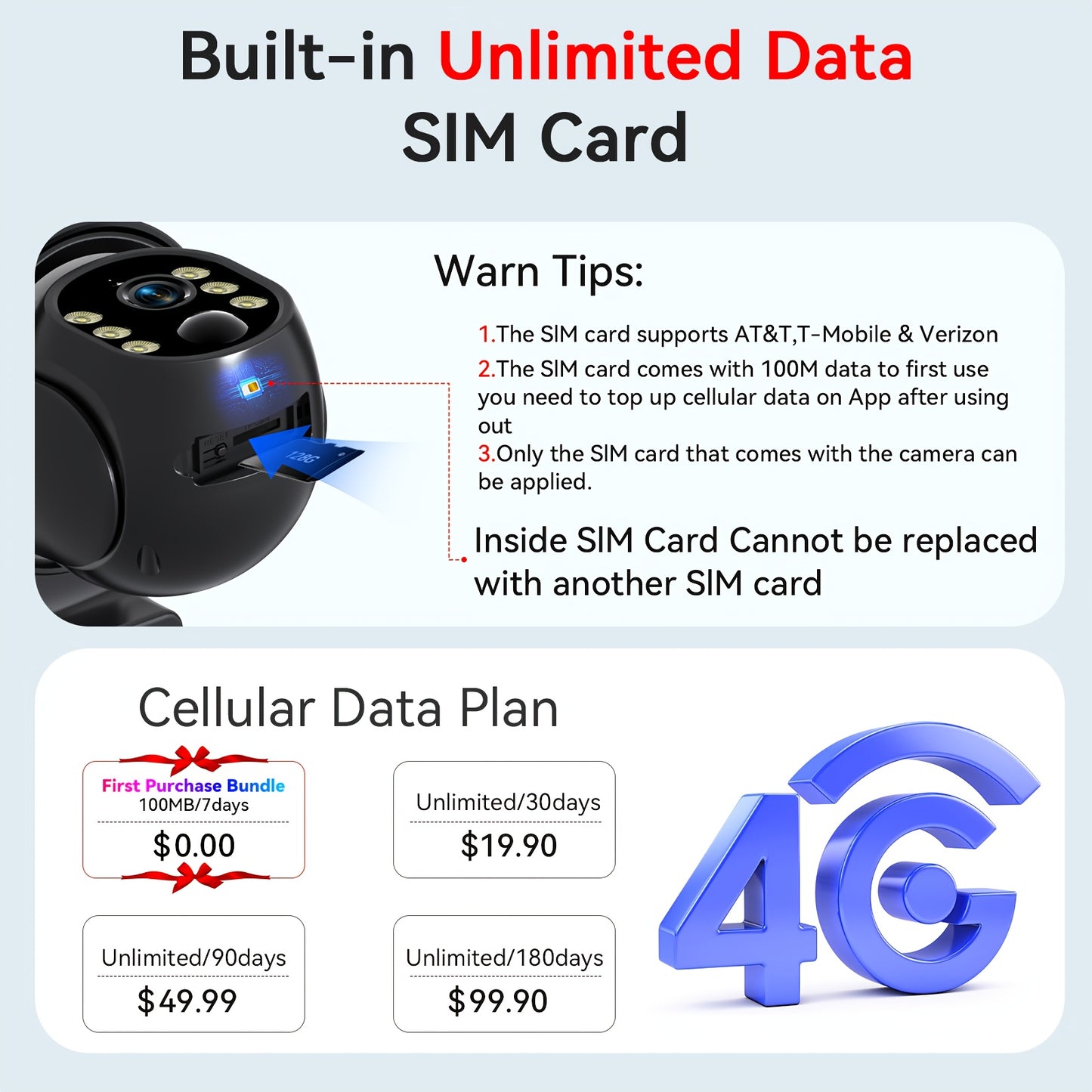 WESECUU 4G LTE Solar Security Camera No WiFi Needed 4MP Color Night Vision