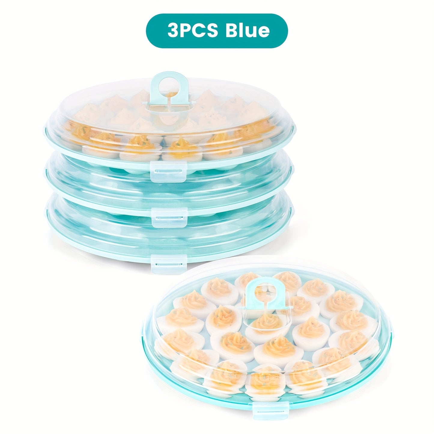 3pcs Deviled Egg Trays, Brown 11.8 Inch Plastic Egg Platters With Lid, Portable Egg Containers With 66 Slots/45Slots, Mother'S Day Gift, For Kitchen, Easter, Wedding, Valentine'S Day, Holiday Parties, Birthday Parties, Outdoo