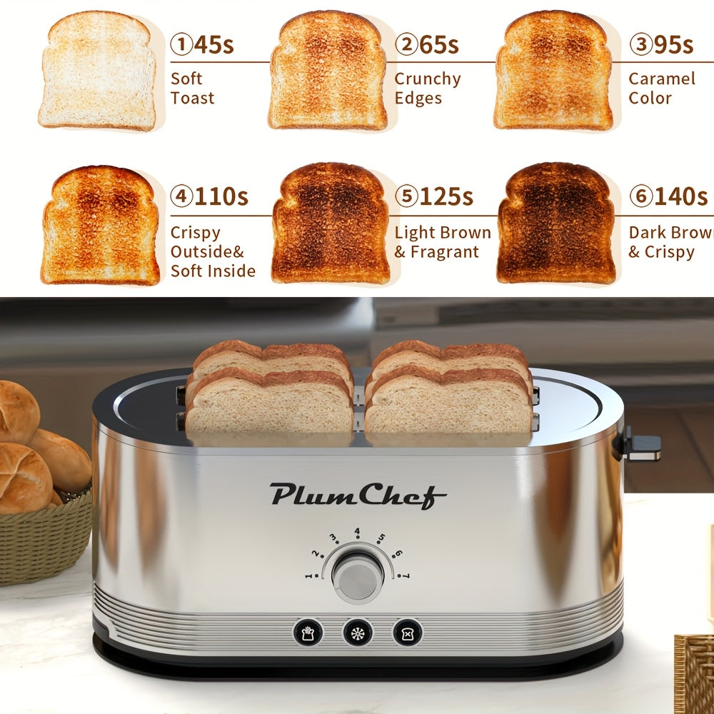 4 Slice Stainless Steel Toaster 7 Browning Levels Defrost