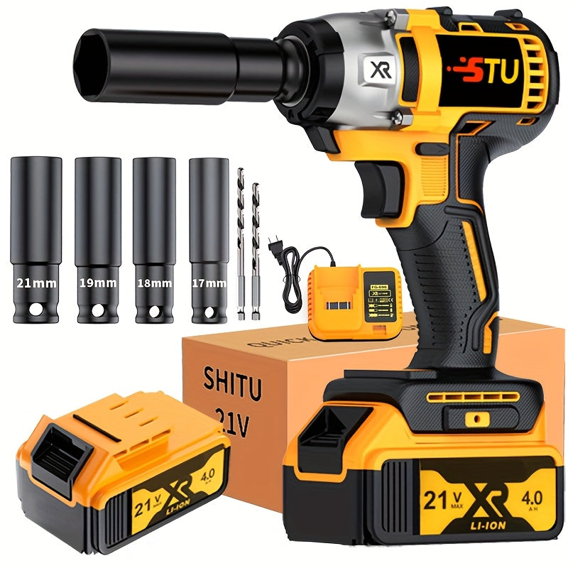 21V Wireless Impact Wrench High Torque Kit With 4000mAh Battery