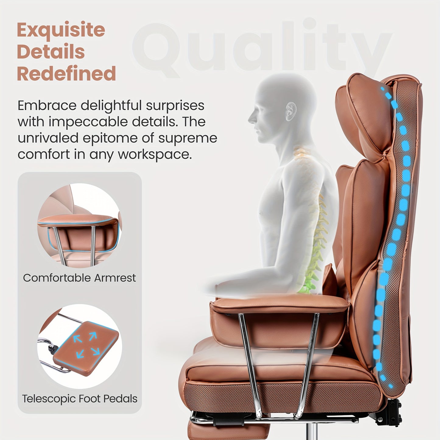 Premium Plus-Size Ergonomic Video Game Chair - Executive High-Back Leather Seat with Enhanced Lumbar Support, Integrated Footrest, and Adjustable Armrests for Ultimate Comfort in Spacious Homes and Offices