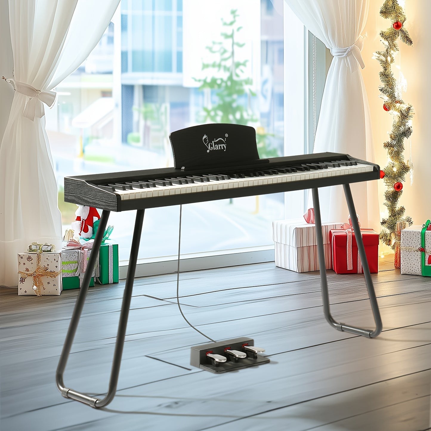 Glarry Digital Piano 88 Keys Keyboard With U Shape Stand