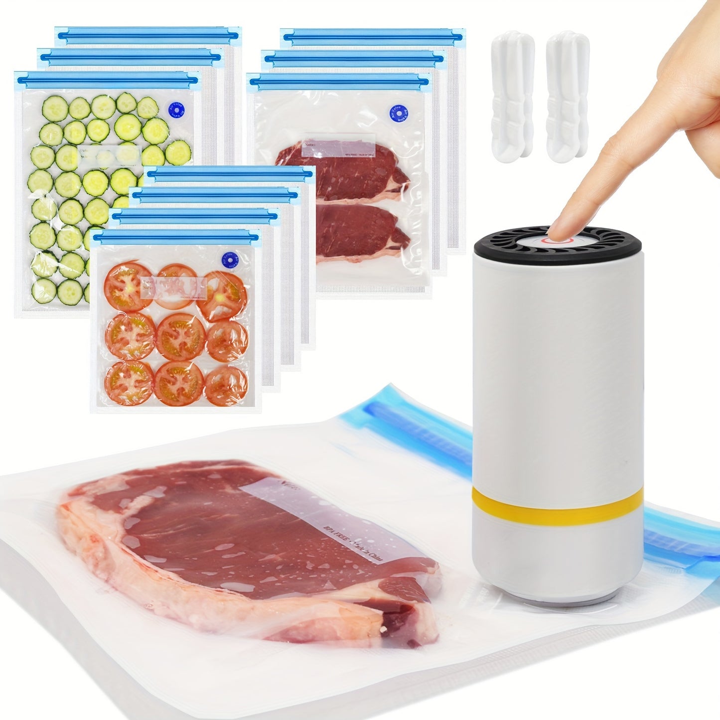 Food Vacuum Storage Bags and Electric Vacuum Machine, 3 Size of Bags.