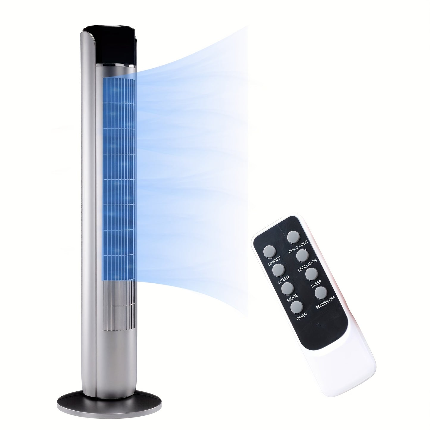 36 Inch Bladeless Oscillating Tower Fan with Remote Control, 5 Speeds 4 Modes, Ultra Quiet 28dB, 12H Timer, Portable Floor Fan for Home Bedroom Office
