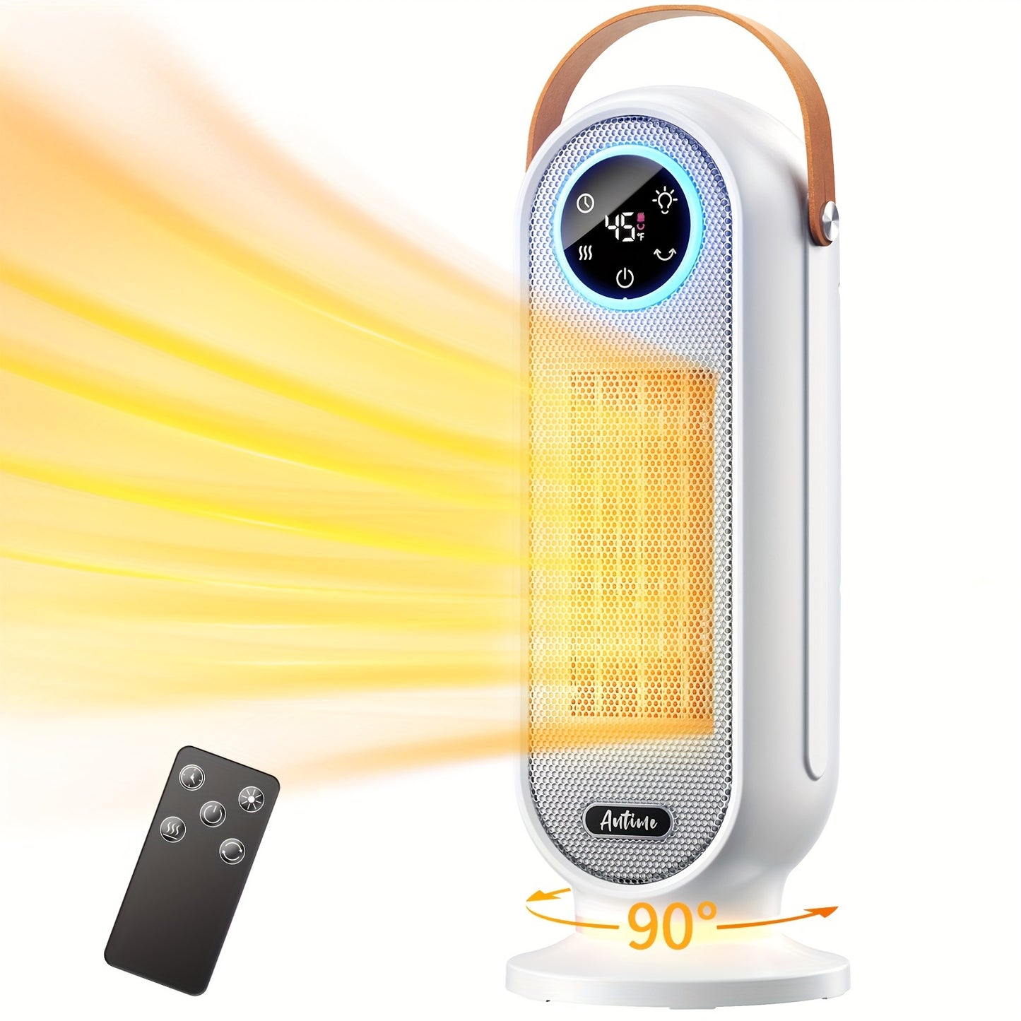 1500W Portable Space Heater with Remote Control Digital Display and Touch Button