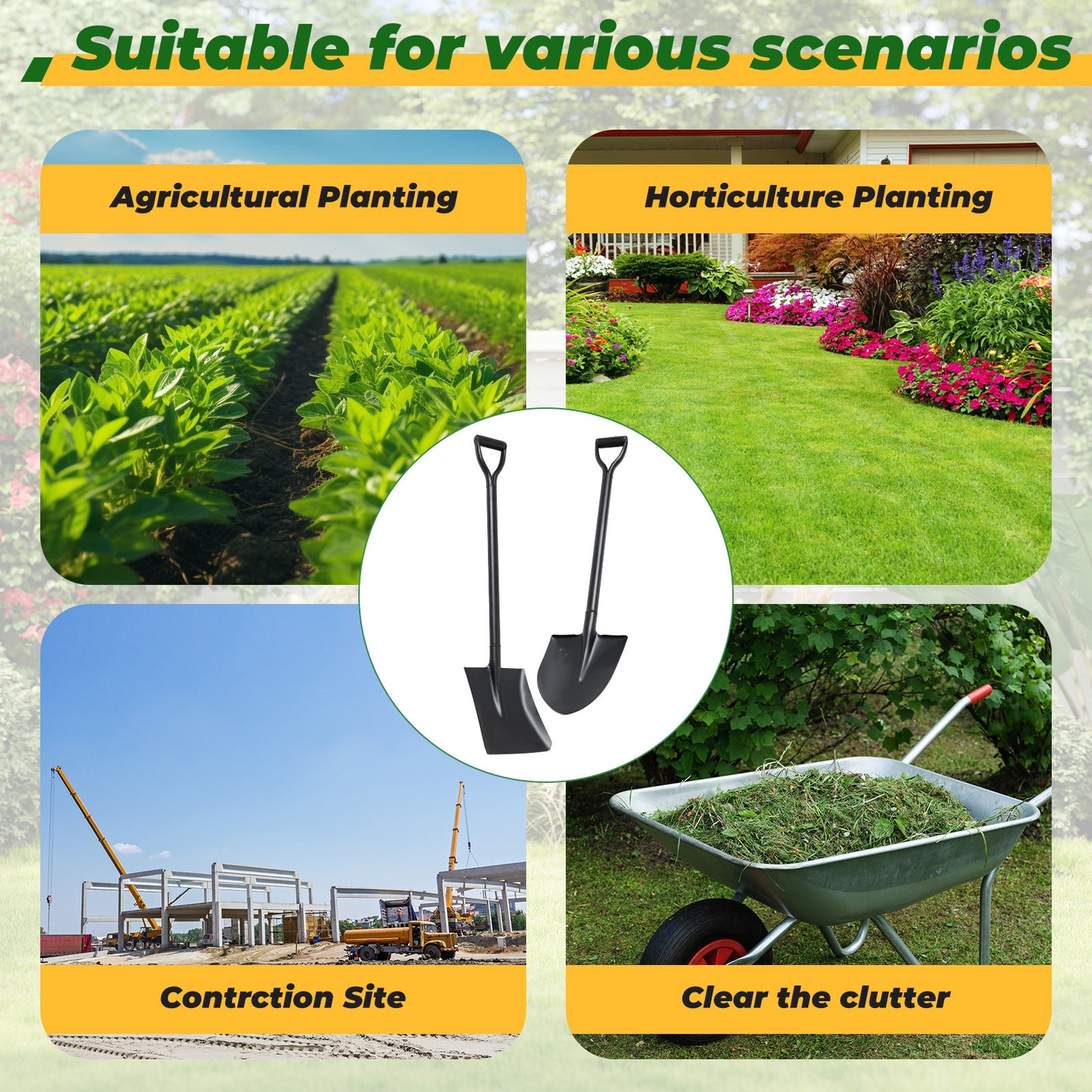 Extra Long 41 Inch Manganese Steel Gardening Shovel Large D Handle Heavy Duty