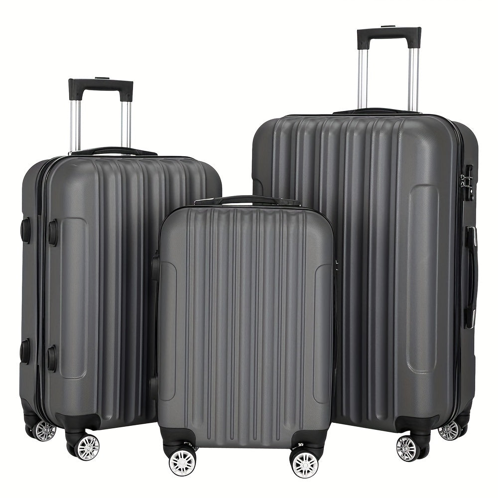 ABS Luggage 3 Hardshell Set With 20 24 28 Inch Aluminum Handle Spinner TSA Lock