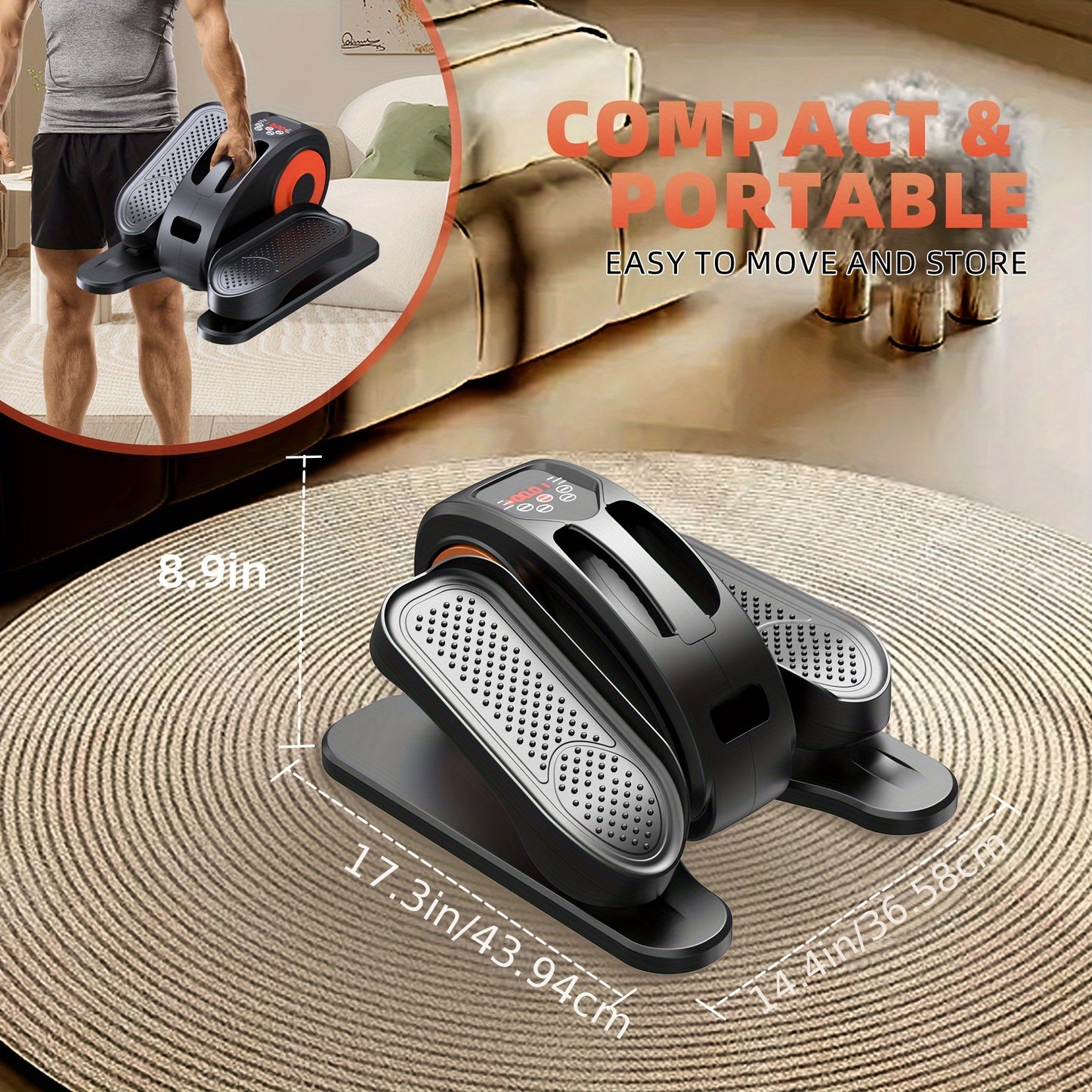 Compact Under Desk Elliptical Machine for Seniors, Quiet & Portable Electric Seated Pedal Exerciser with Remote Control, 12 Adjustable Speeds, Space-Saving Design - Perfect for Low-Impact Workouts at Home Or Office, Elliptica