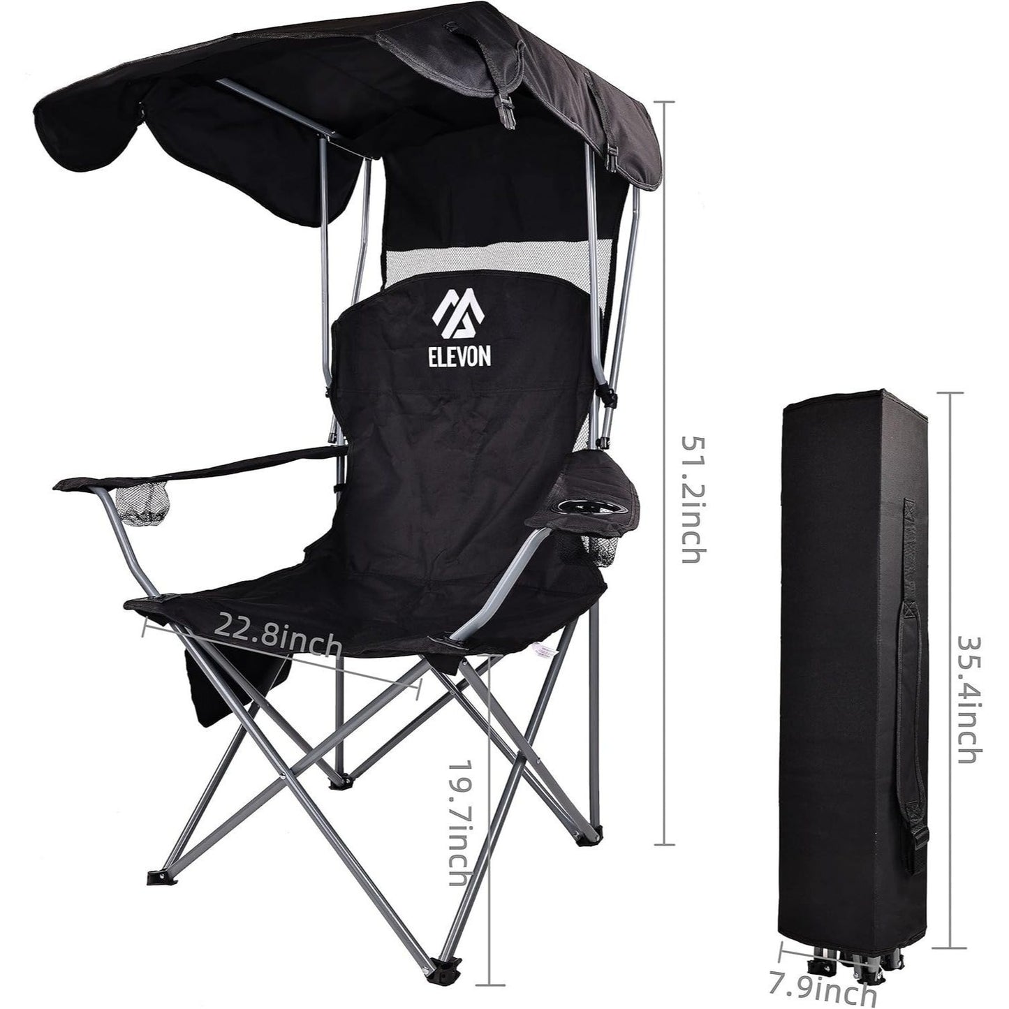 BalanceFrom Canopy Chair Folding Camping Recliner Support with Carrying Bag