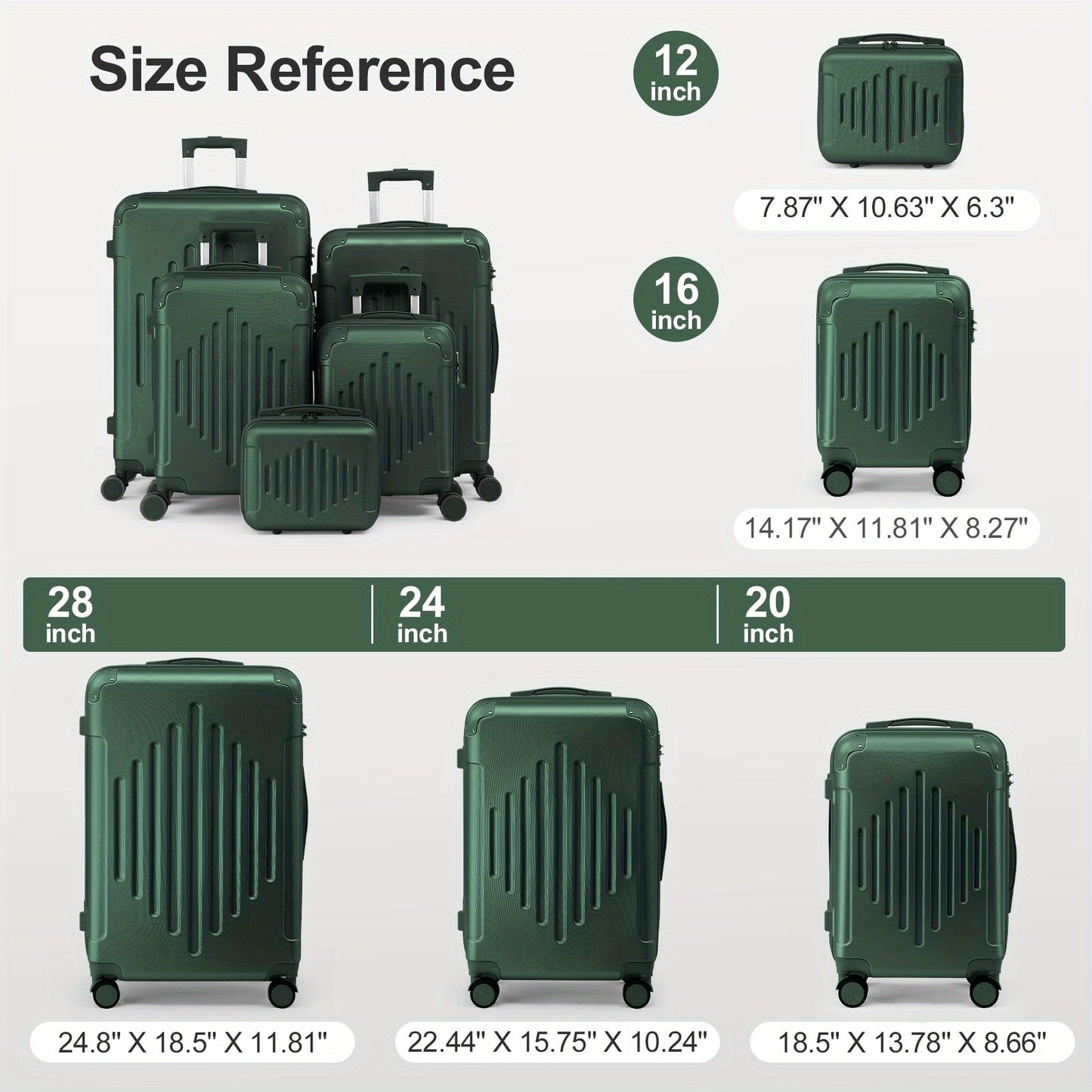 [20-28" ABS Luggage] Airline Approved Lightweight 20/24/28 Inch Carry-On Luggage | ABS Hardshell, TSA Lock & Silent Spinner Wheels